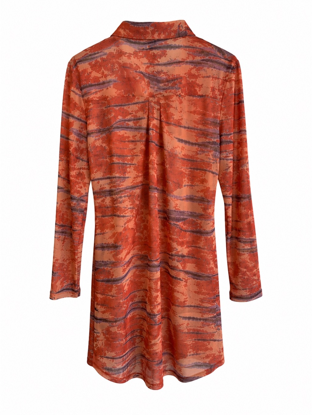 Wild Fable NWT Sheer Mesh Button Front Mini Dress Orange Abstract Small - Picture 3 of 5
